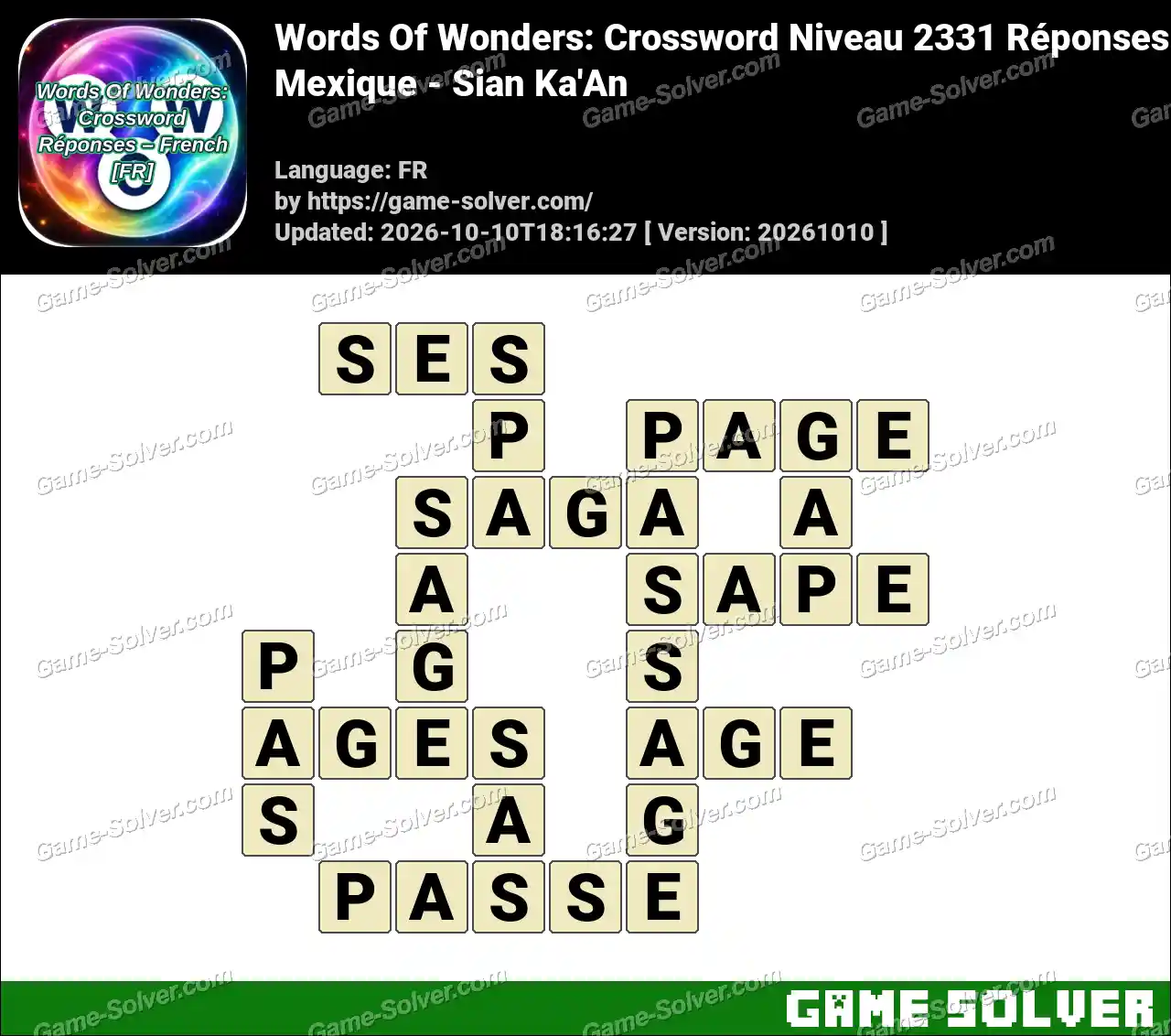 Words Of Wonders: Crossword Niveau 2331 Réponses – Mexique – Sian Ka’An